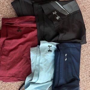 Under Armour Black, Red, Light Blue, and Navy Shorts Collection. 5 pairs